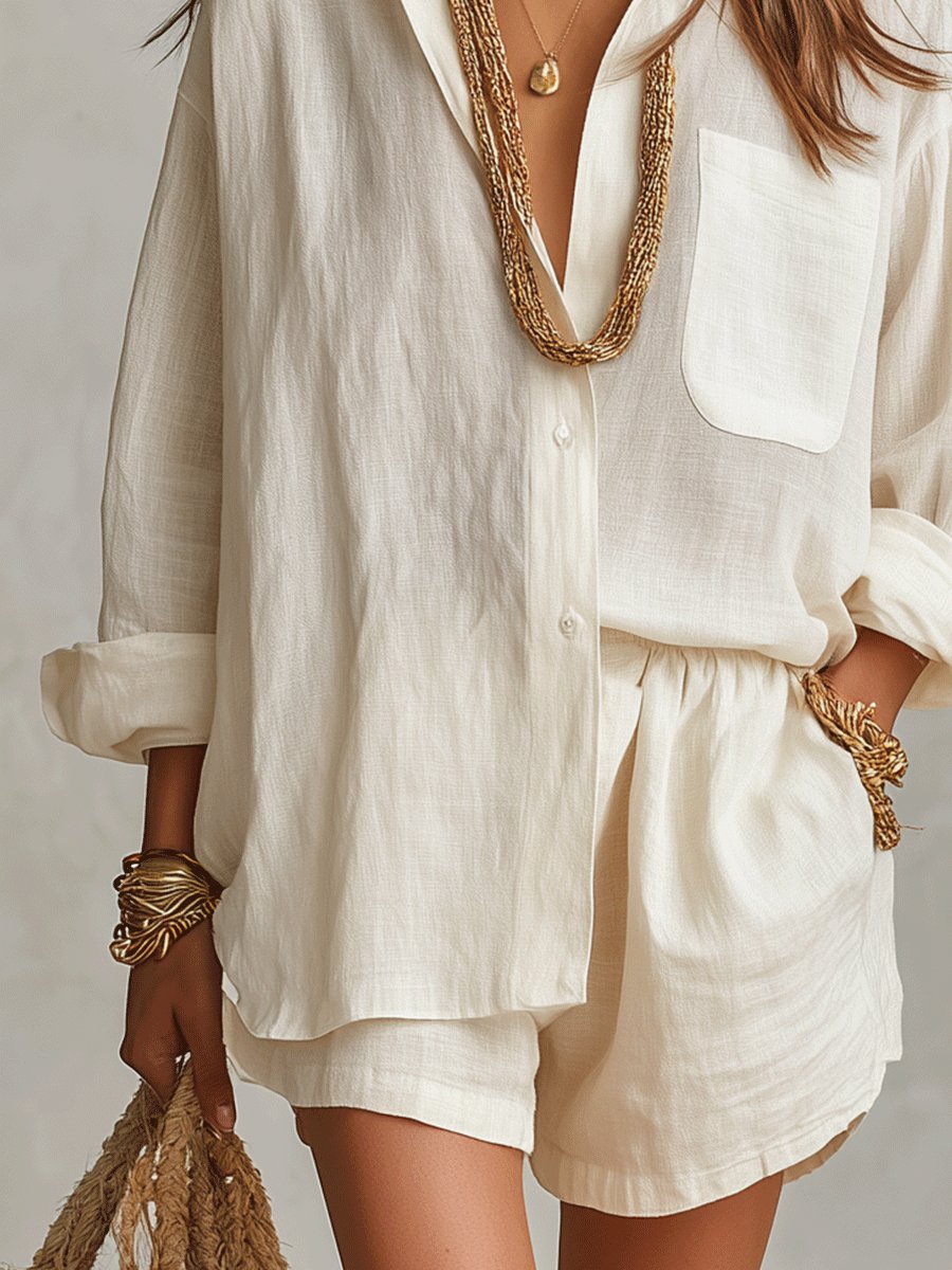 Oversized Linen Shirt and Shorts Set