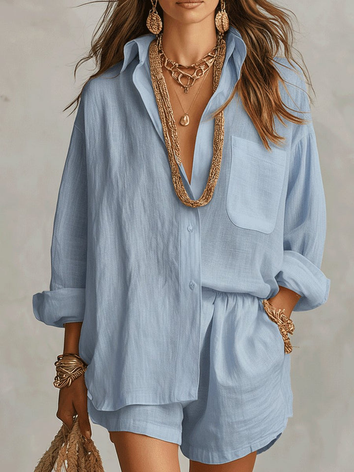 Oversized Linen Shirt and Shorts Set