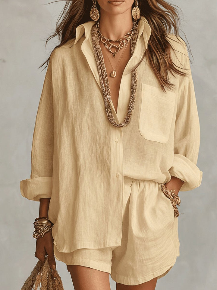 Oversized Linen Shirt and Shorts Set