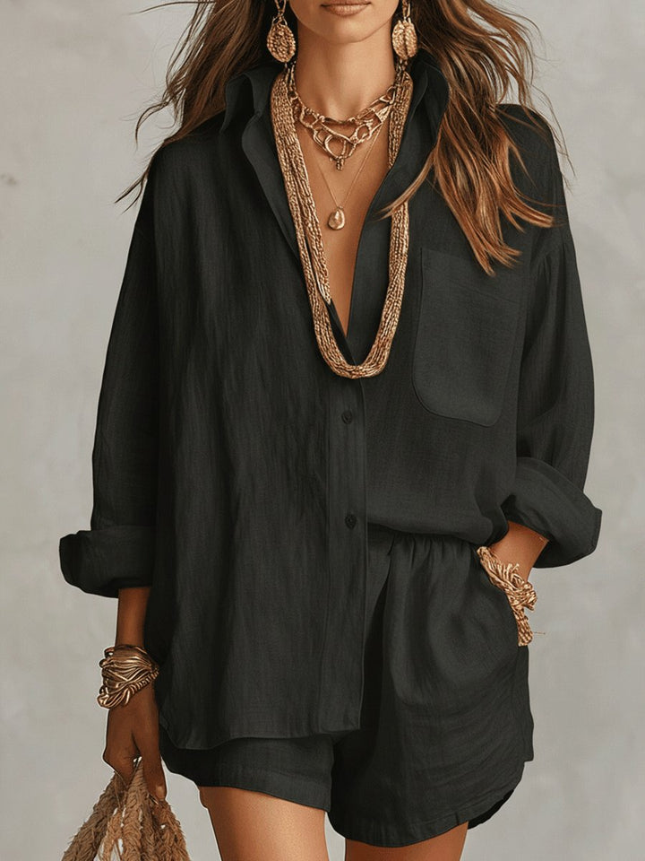 Oversized Linen Shirt and Shorts Set