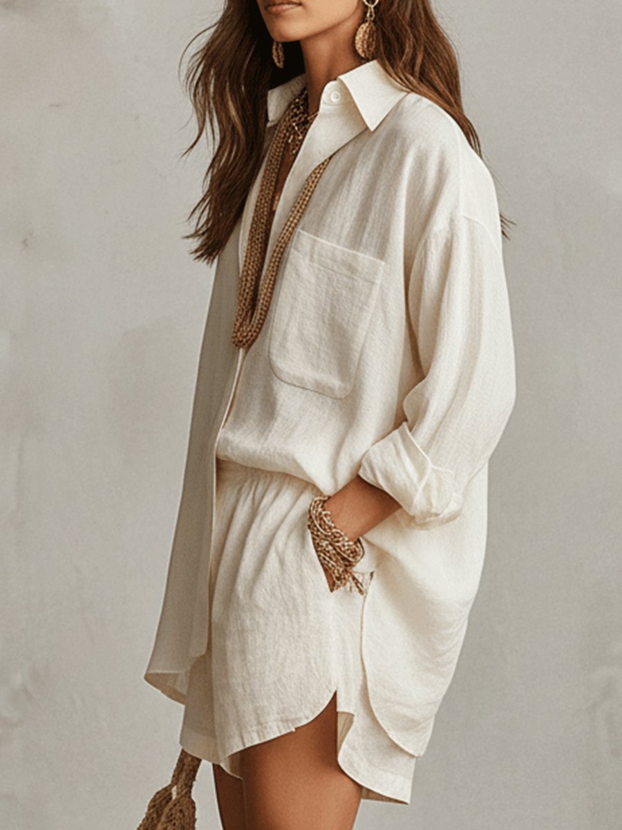 Oversized Linen Shirt and Shorts Set