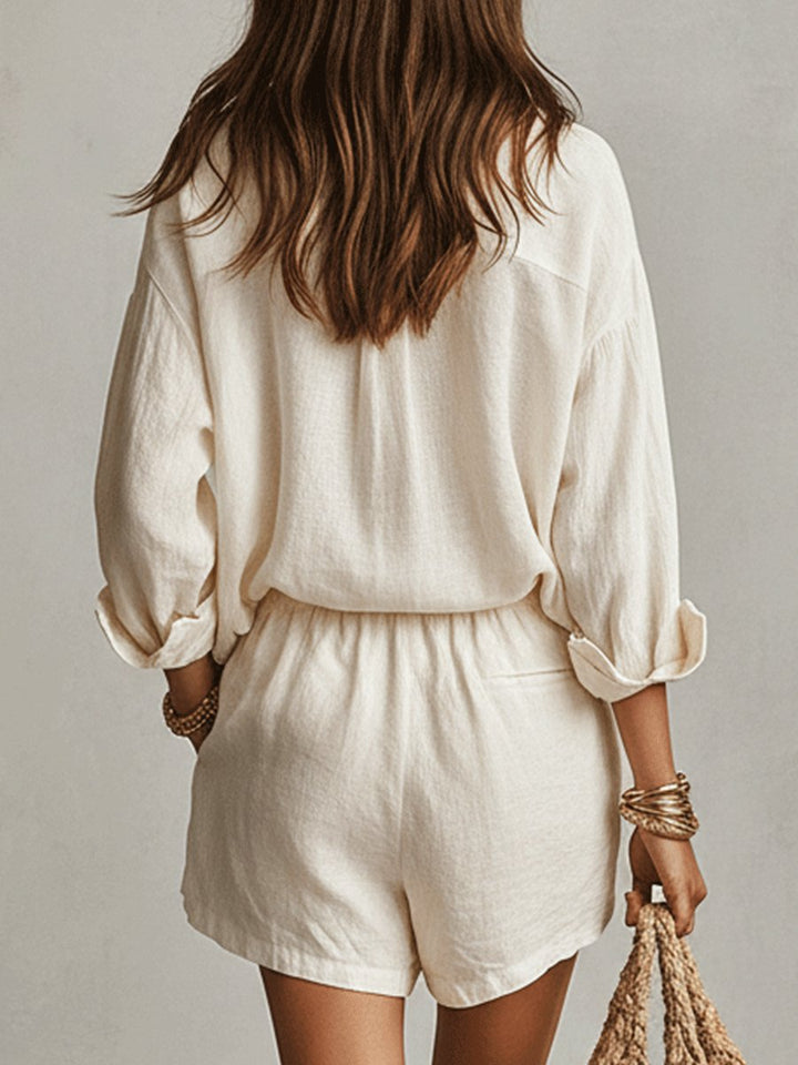Oversized Linen Shirt and Shorts Set