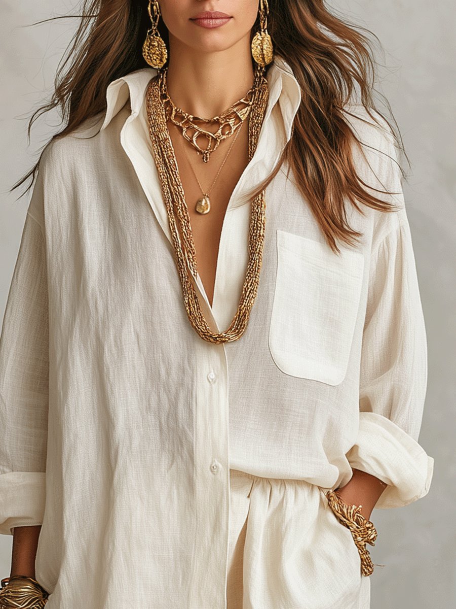 Oversized Linen Shirt and Shorts Set