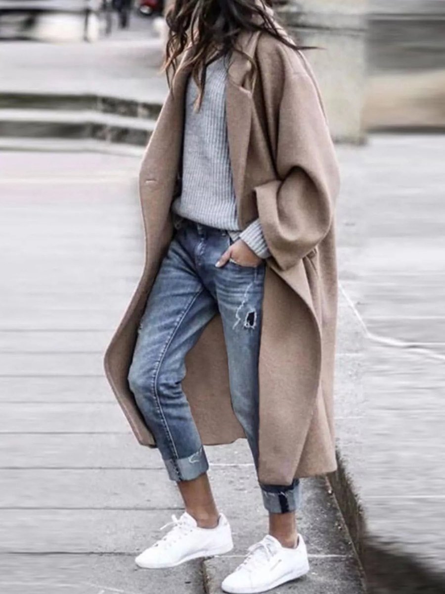 Oversized Long Wool-Blend Coat