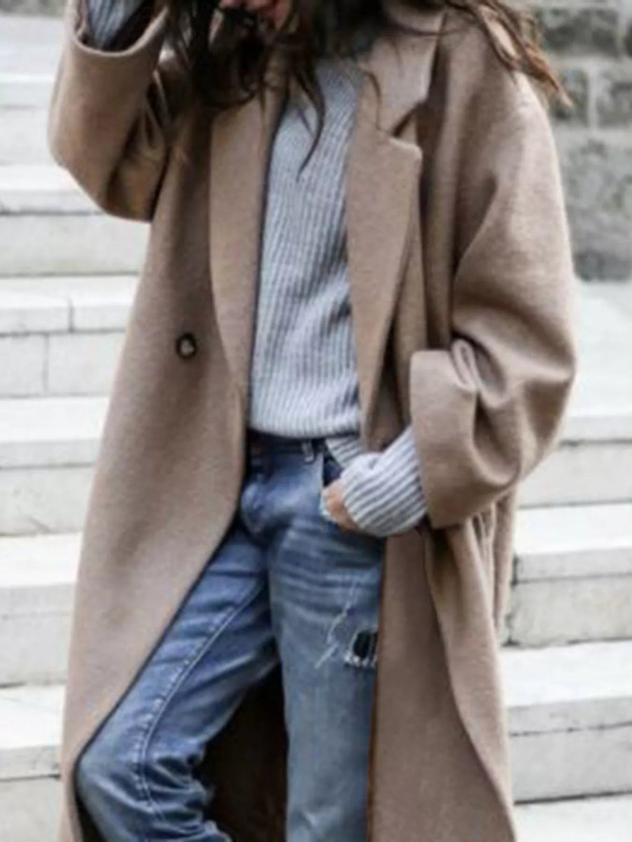 Oversized Long Wool-Blend Coat