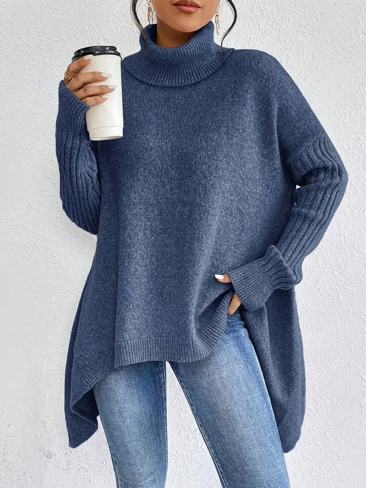 Oversized Longline Ribbed Turtleneck Jumper