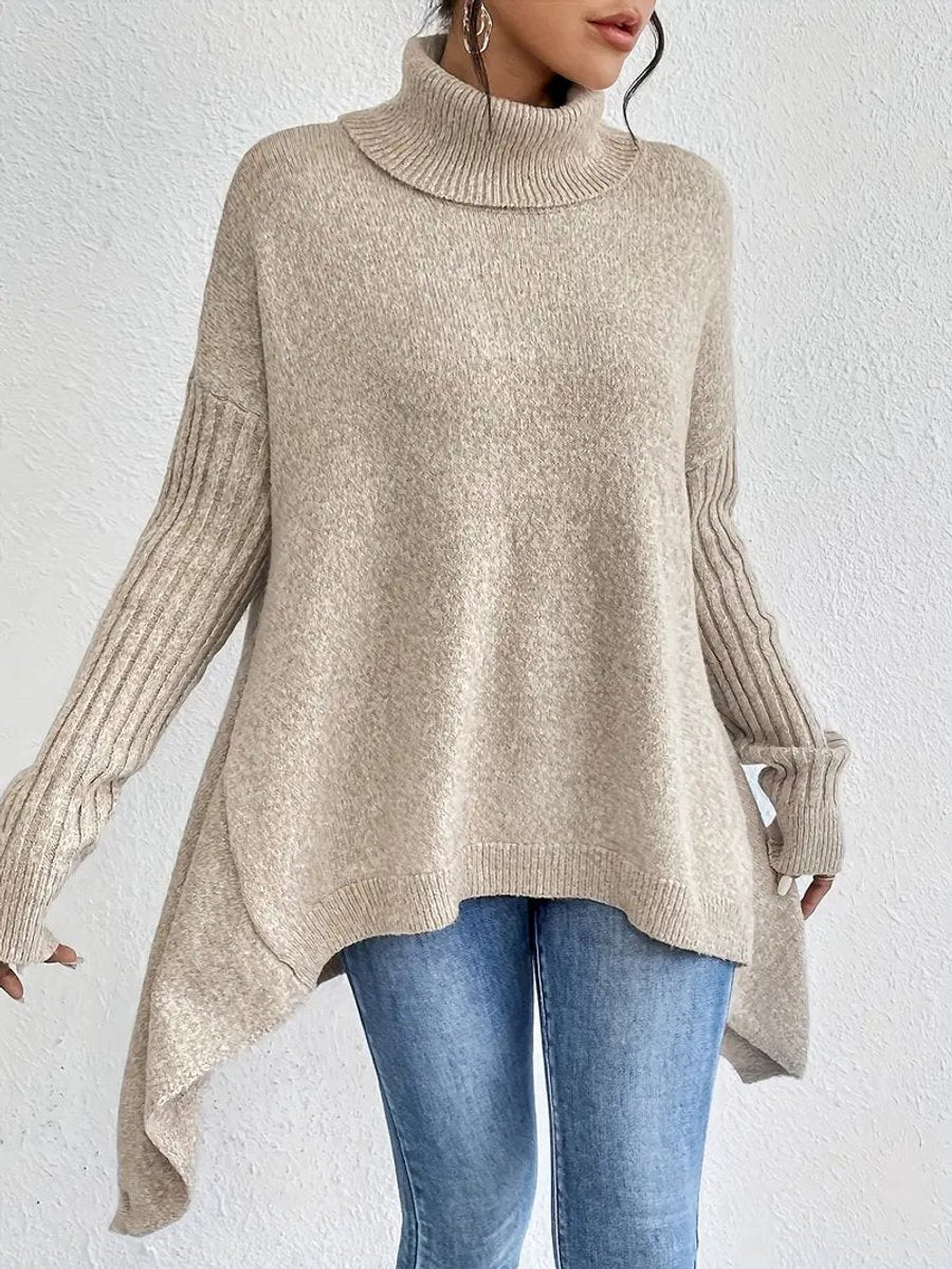 Oversized Longline Ribbed Turtleneck Jumper