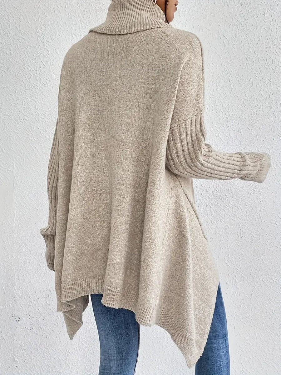 Oversized Longline Ribbed Turtleneck Jumper