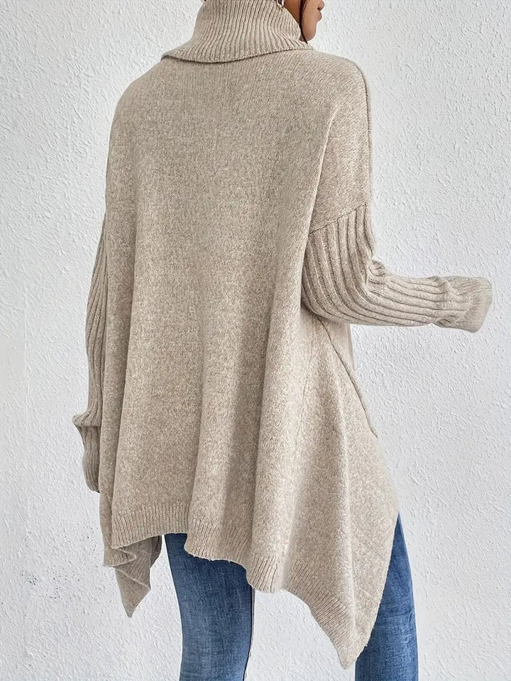 Oversized Longline Ribbed Turtleneck Jumper