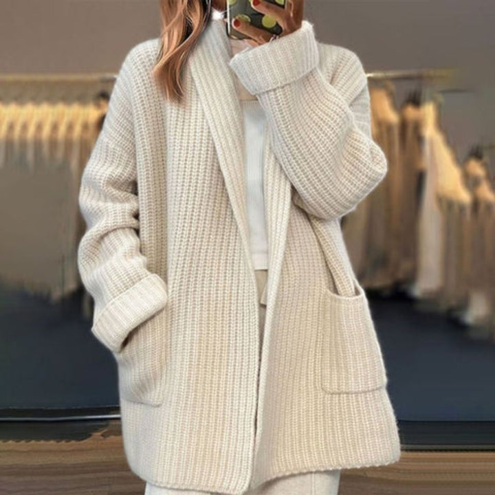 Oversized Knitted Cardigan with Scarf Detail