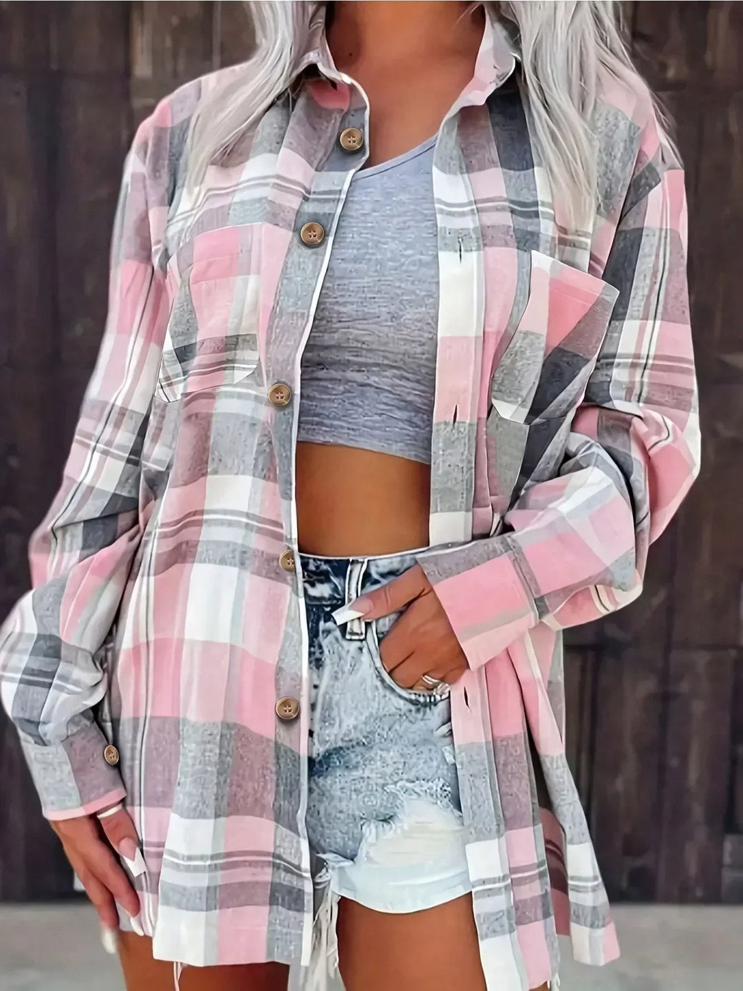 Oversized Plaid Flannel Shirt