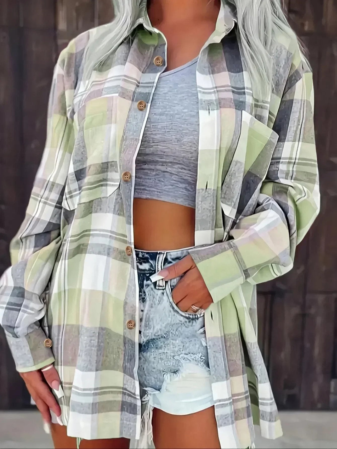 Oversized Plaid Flannel Shirt