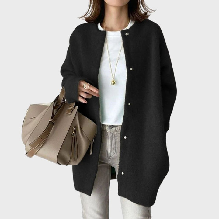 Oversized Snap-Button Knit Cardigan