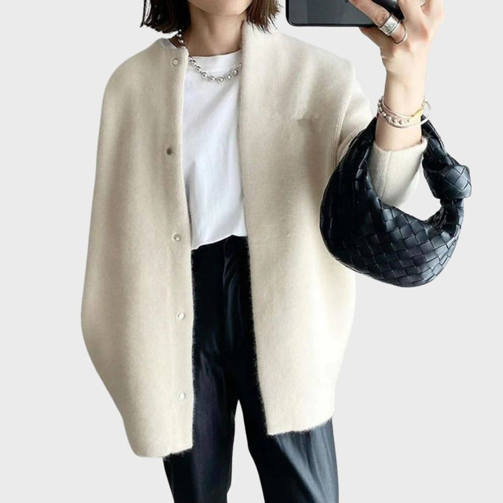 Oversized Snap-Button Knit Cardigan