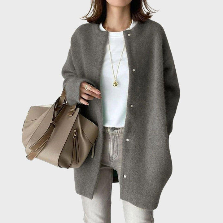 Oversized Snap-Button Knit Cardigan