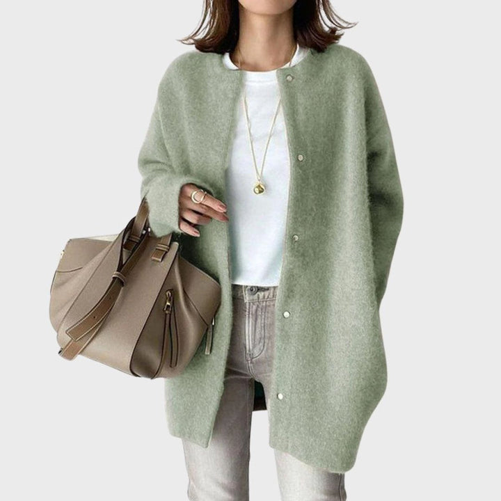 Oversized Snap-Button Knit Cardigan