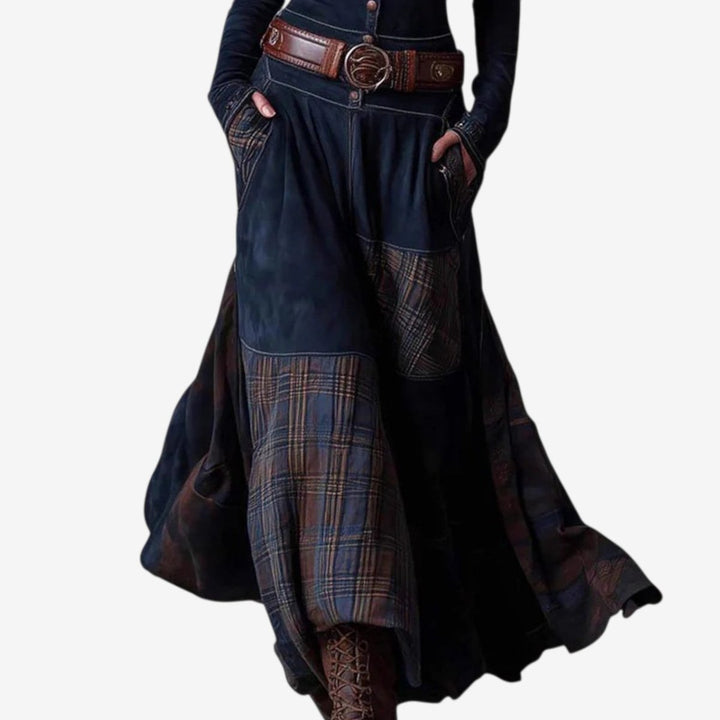 Patchwork Plaid Maxi Dress