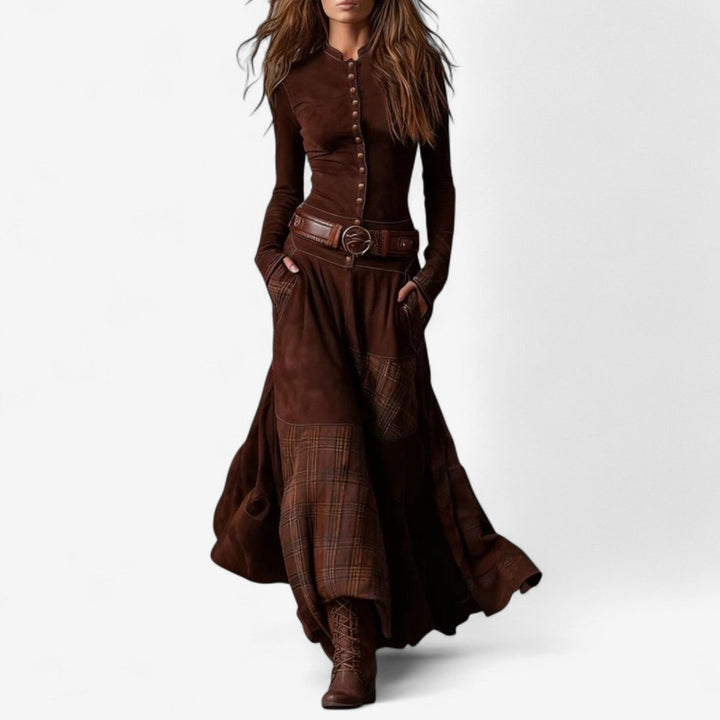 Patchwork Plaid Maxi Dress
