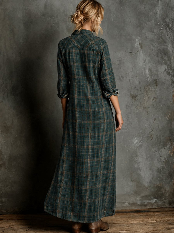 Plaid Flannel Maxi Shirt Dress