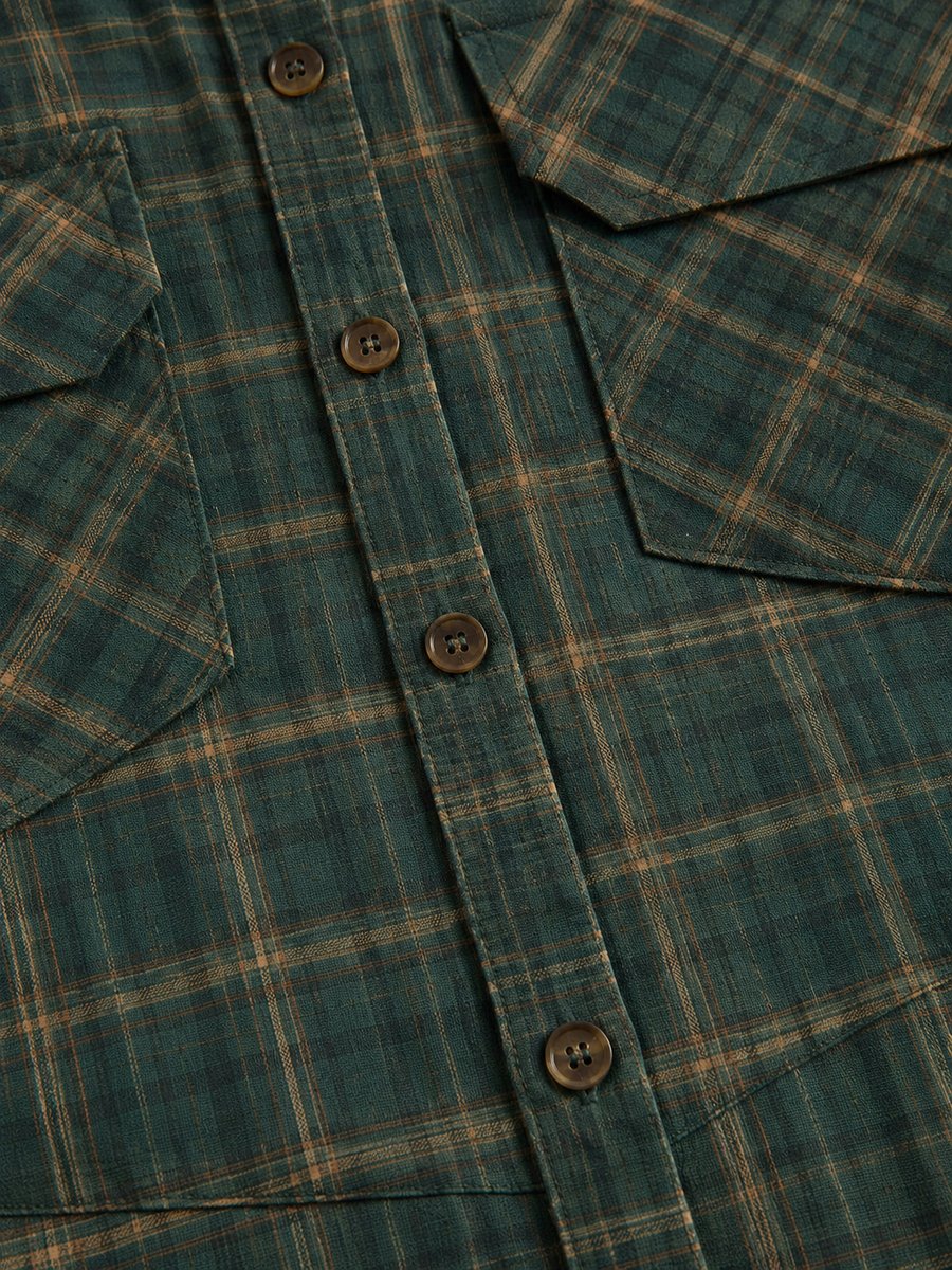 Plaid Flannel Maxi Shirt Dress