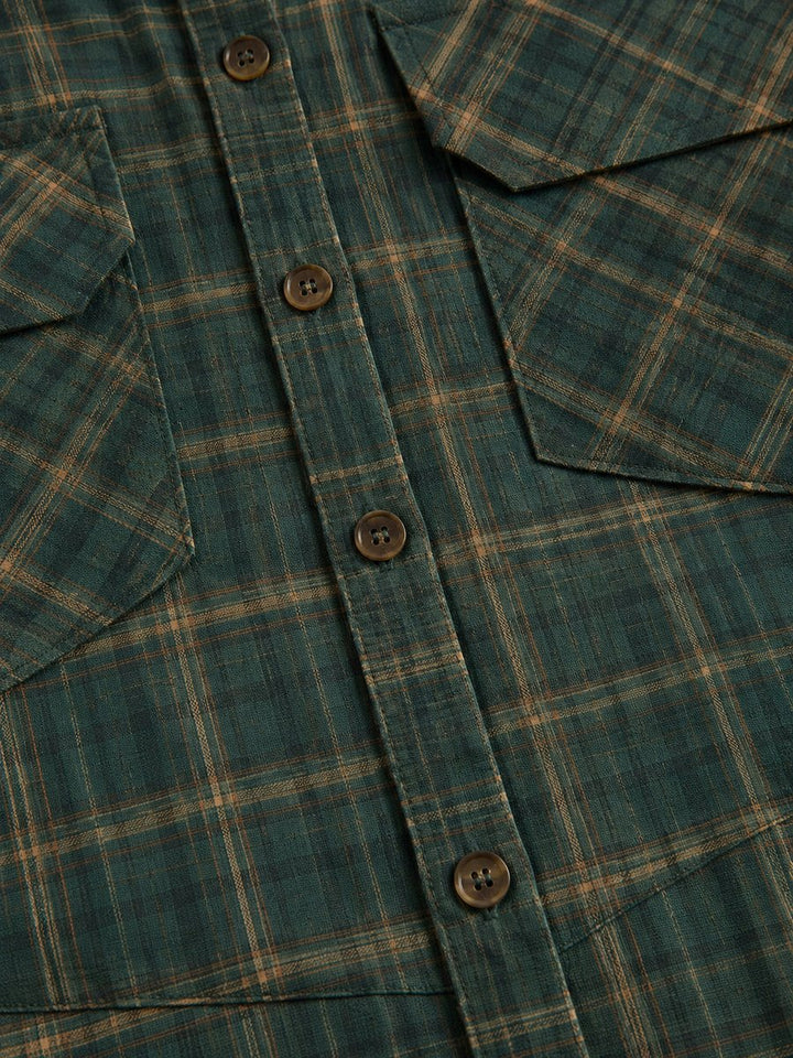 Plaid Flannel Maxi Shirt Dress