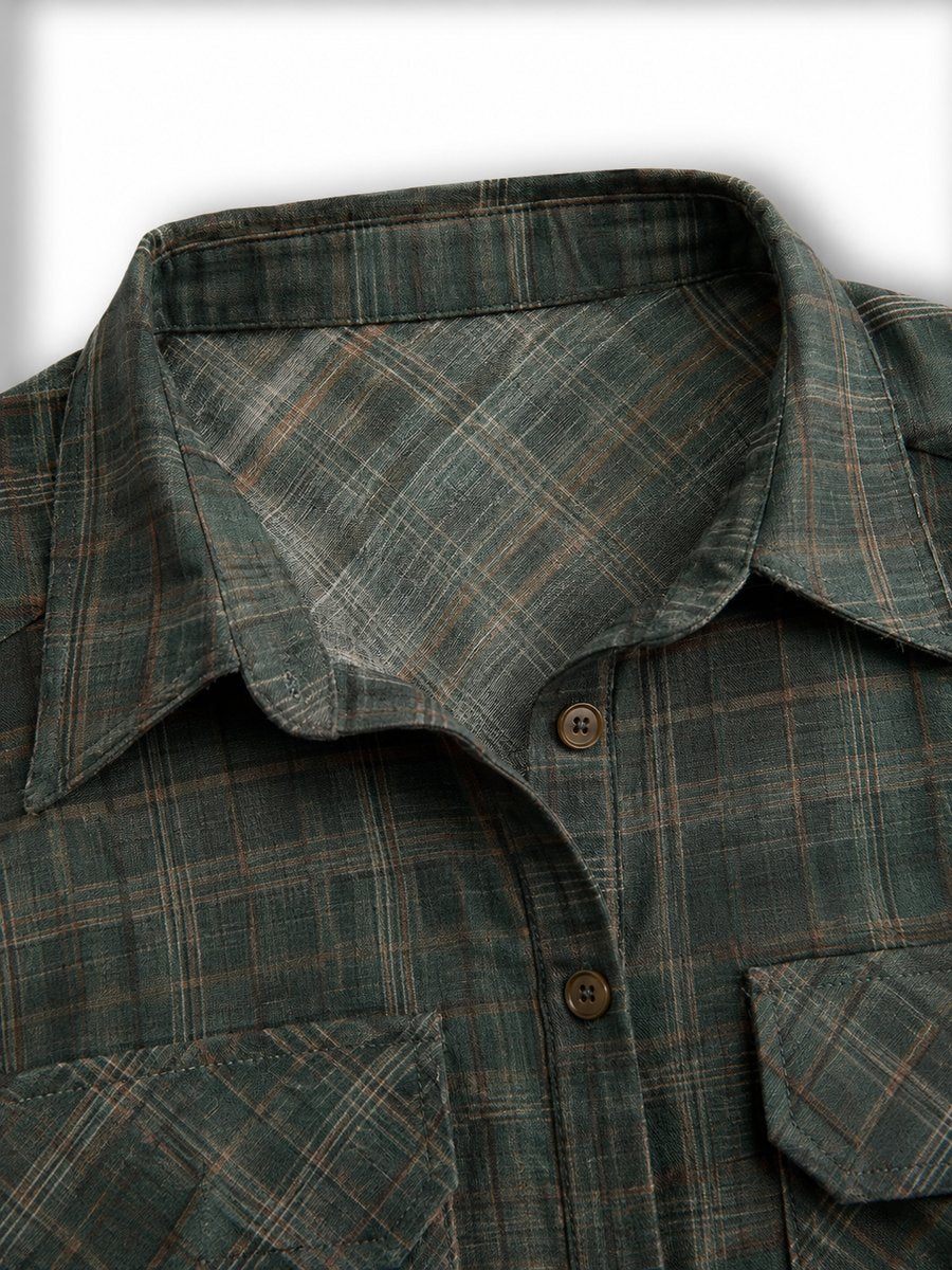 Plaid Flannel Maxi Shirt Dress