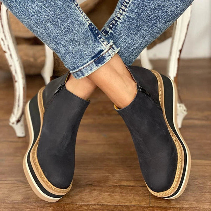 Platform Wedge Zip-Up Ankle Boots