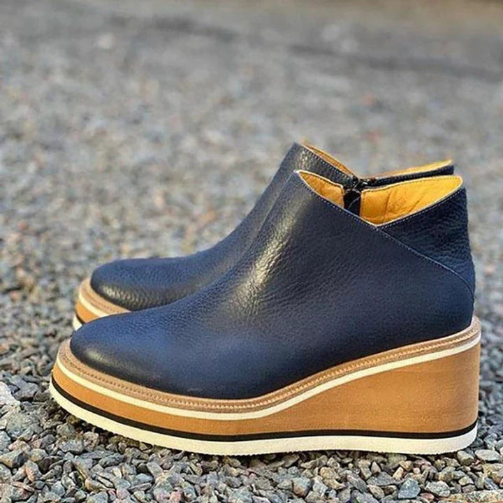 Platform Wedge Zip-Up Ankle Boots