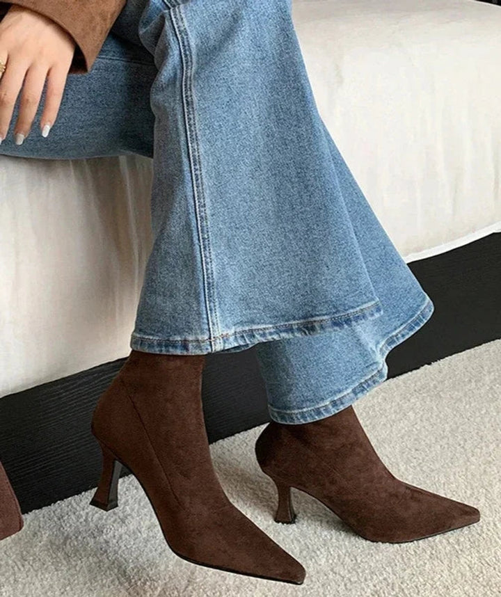 Pointed Toe Sock Ankle Boots