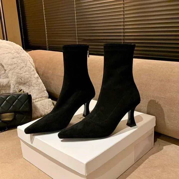 Pointed Toe Sock Ankle Boots