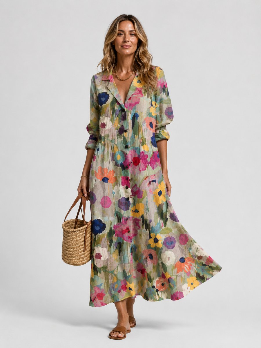 Printed Maxi Shirt Dress