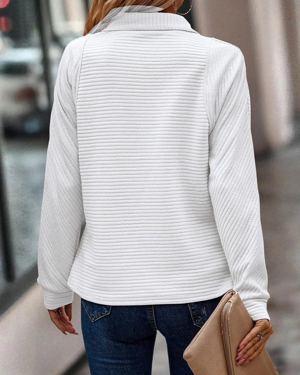 Ribbed Quarter-Zip Mock Neck Sweater