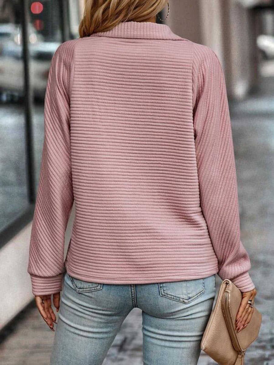 Ribbed Quarter-Zip Mock Neck Sweater