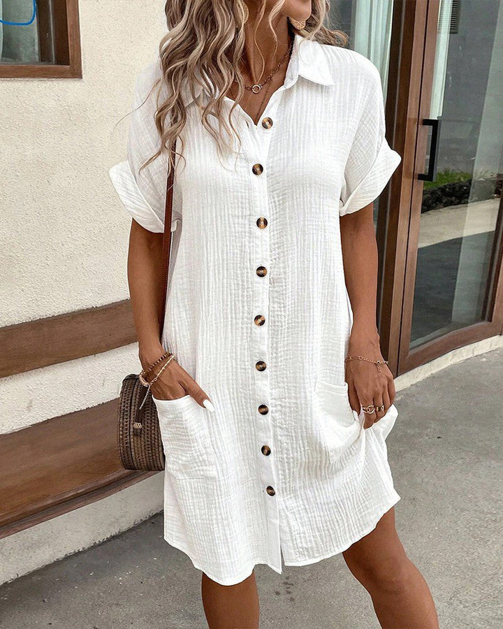 Relaxed-Fit Cotton Linen Shirt Dress