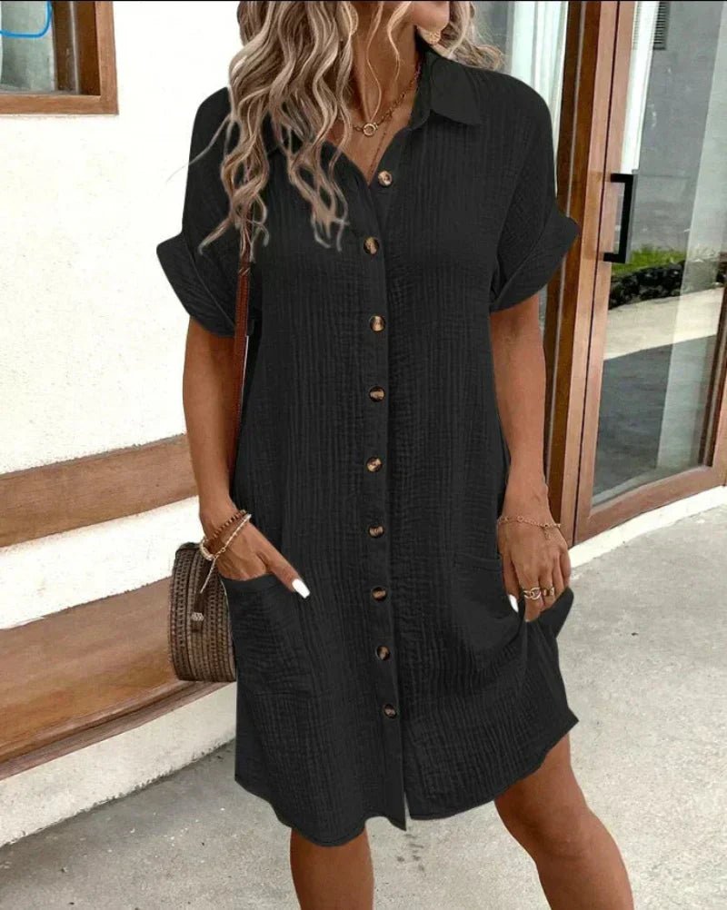 Relaxed-Fit Cotton Linen Shirt Dress