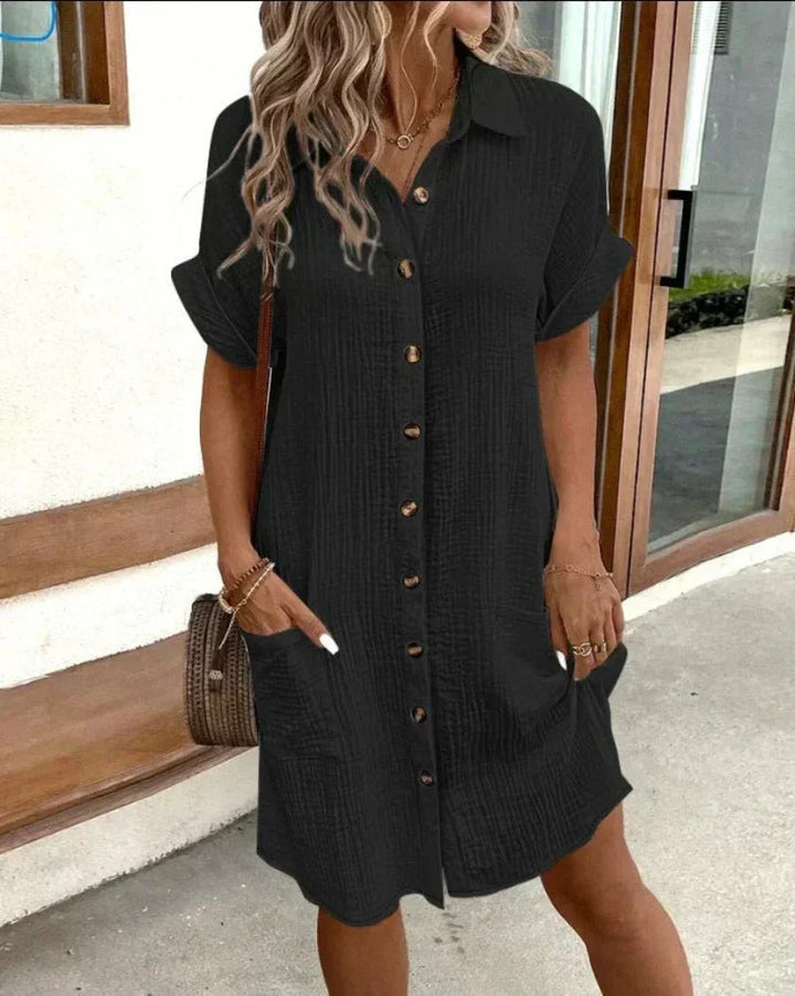 Relaxed-Fit Cotton Linen Shirt Dress