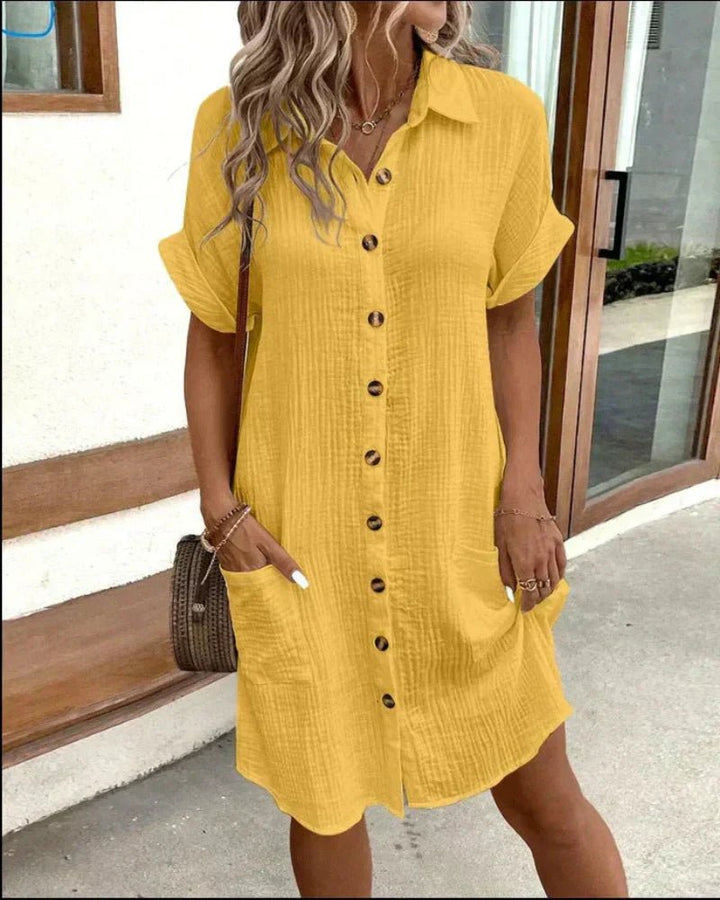 Relaxed-Fit Cotton Linen Shirt Dress
