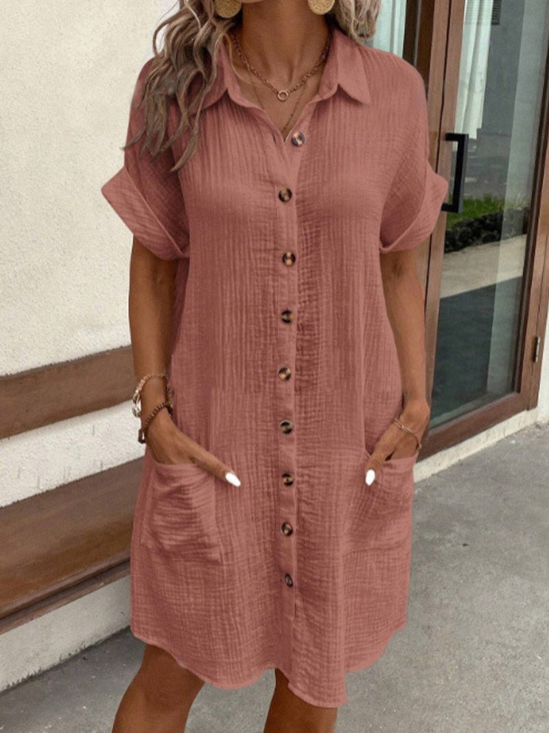 Relaxed-Fit Cotton Linen Shirt Dress