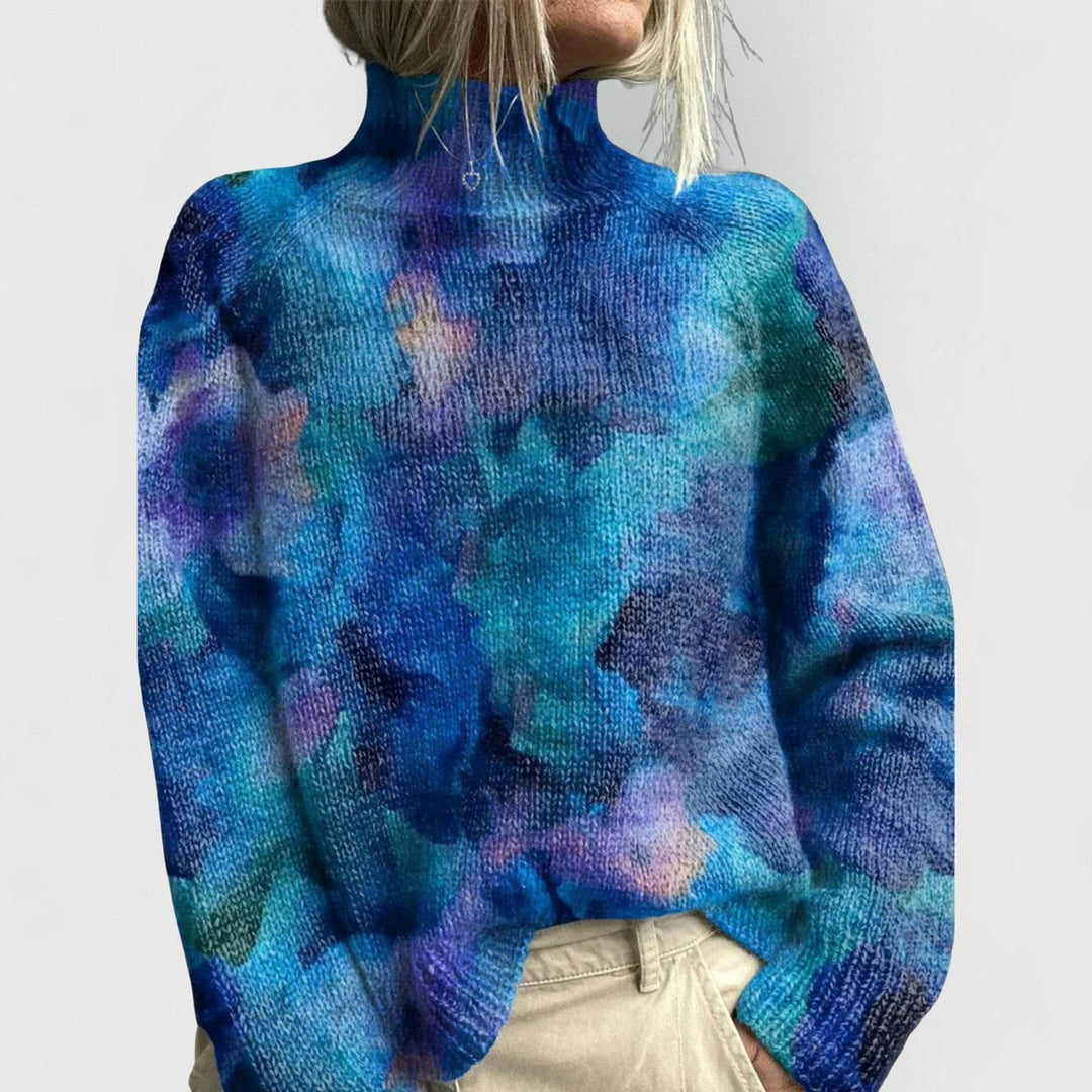 Floral Print Turtleneck Knit Jumper