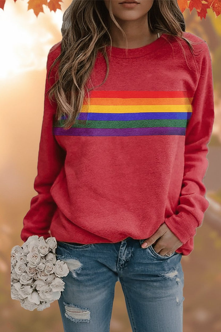 Rainbow Striped Crew-Neck Jumper