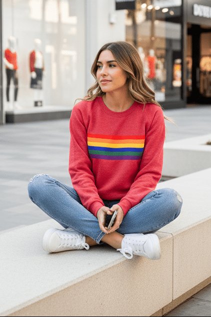 Rainbow Striped Crew-Neck Jumper