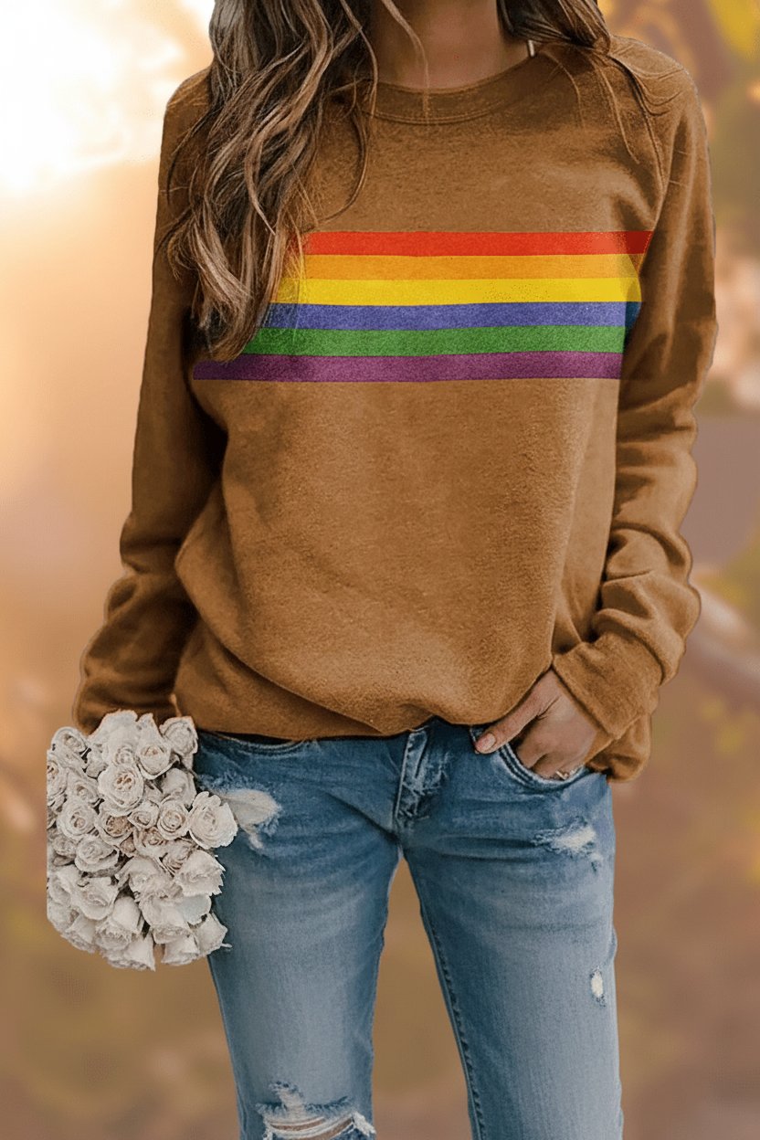 Rainbow Striped Crew-Neck Jumper