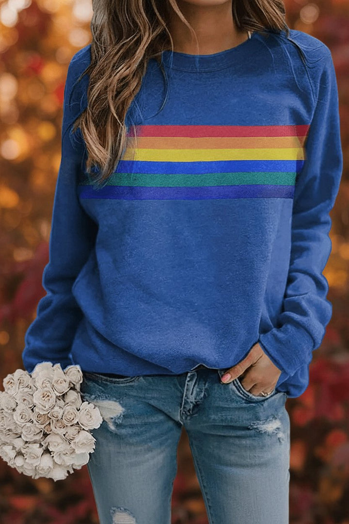 Rainbow Striped Crew-Neck Jumper