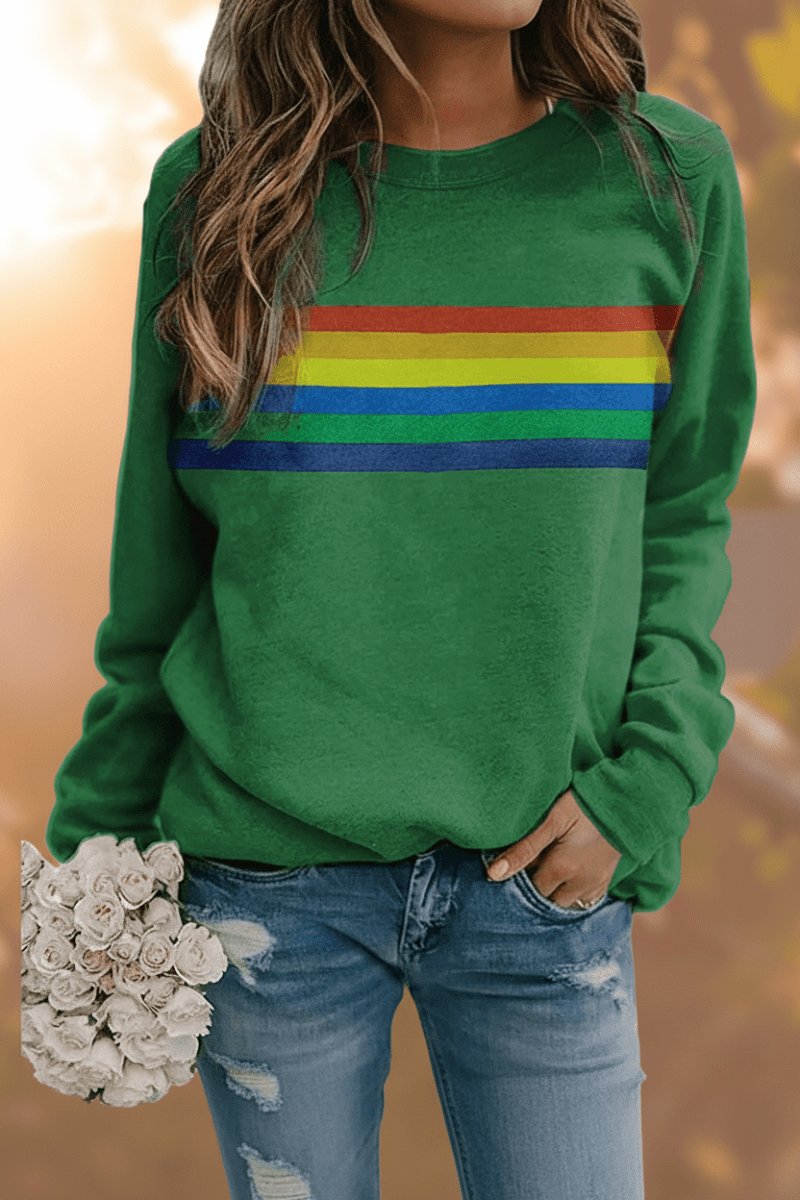 Rainbow Striped Crew-Neck Jumper