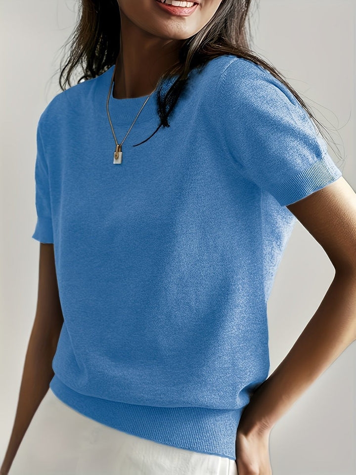 Relaxed Fit Short Sleeve Knit Top