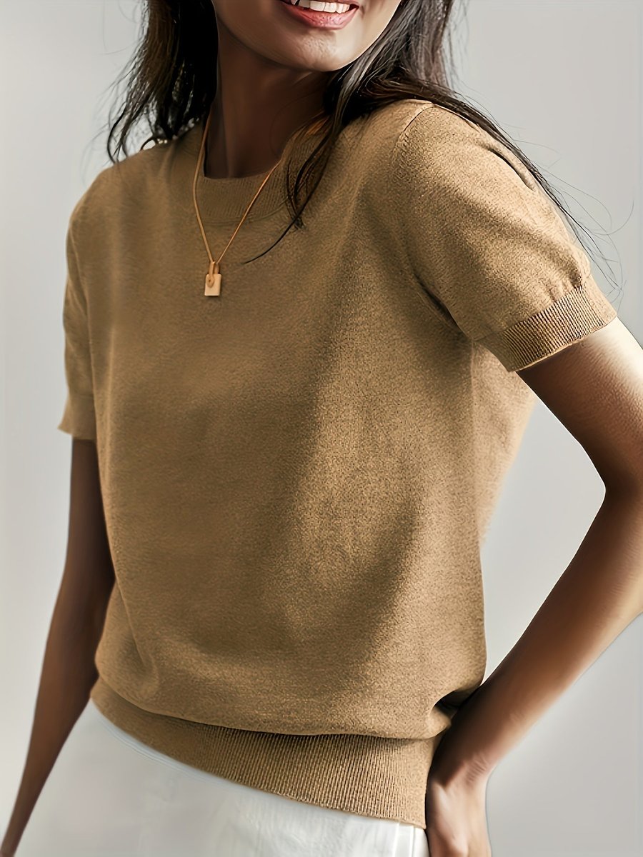 Relaxed Fit Short Sleeve Knit Top