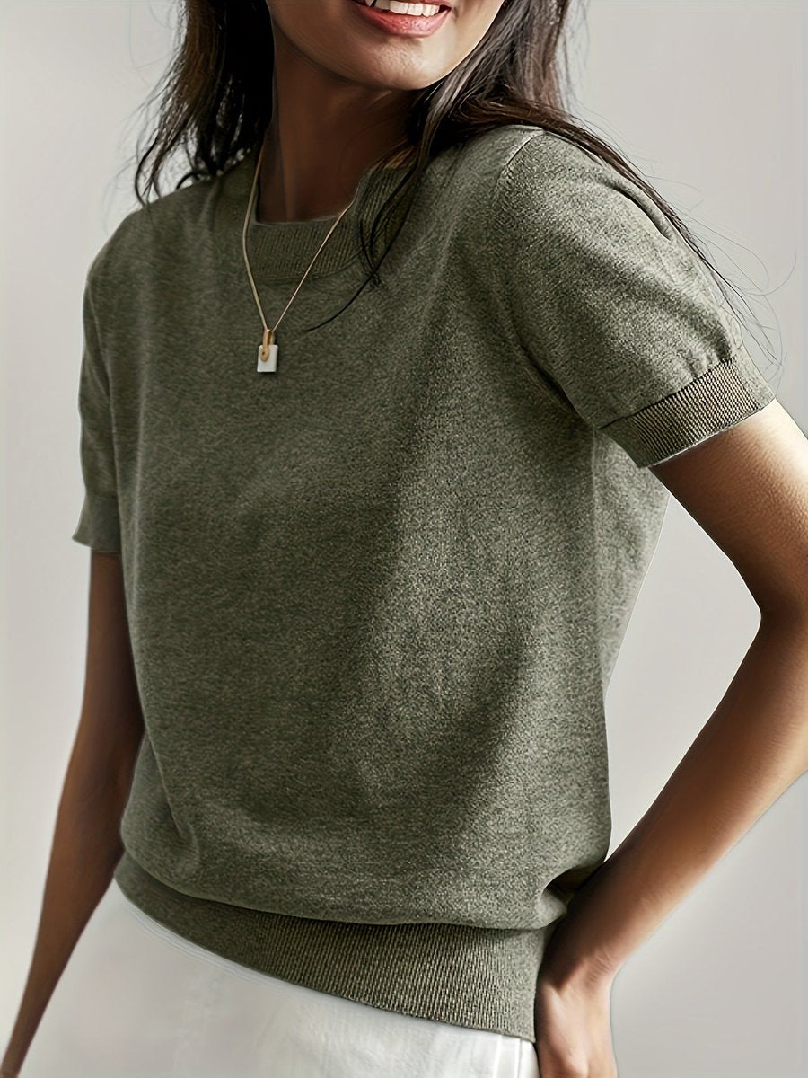 Relaxed Fit Short Sleeve Knit Top