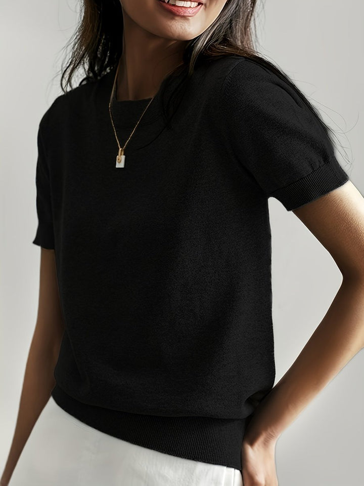 Relaxed Fit Short Sleeve Knit Top