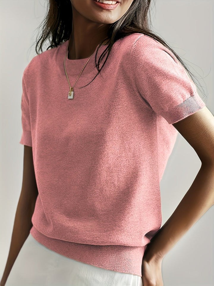 Relaxed Fit Short Sleeve Knit Top