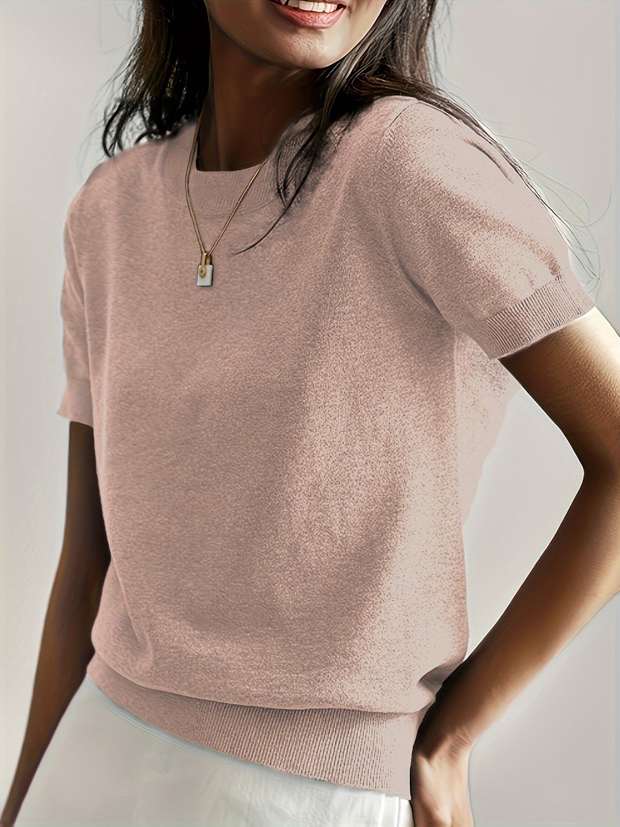 Relaxed Fit Short Sleeve Knit Top